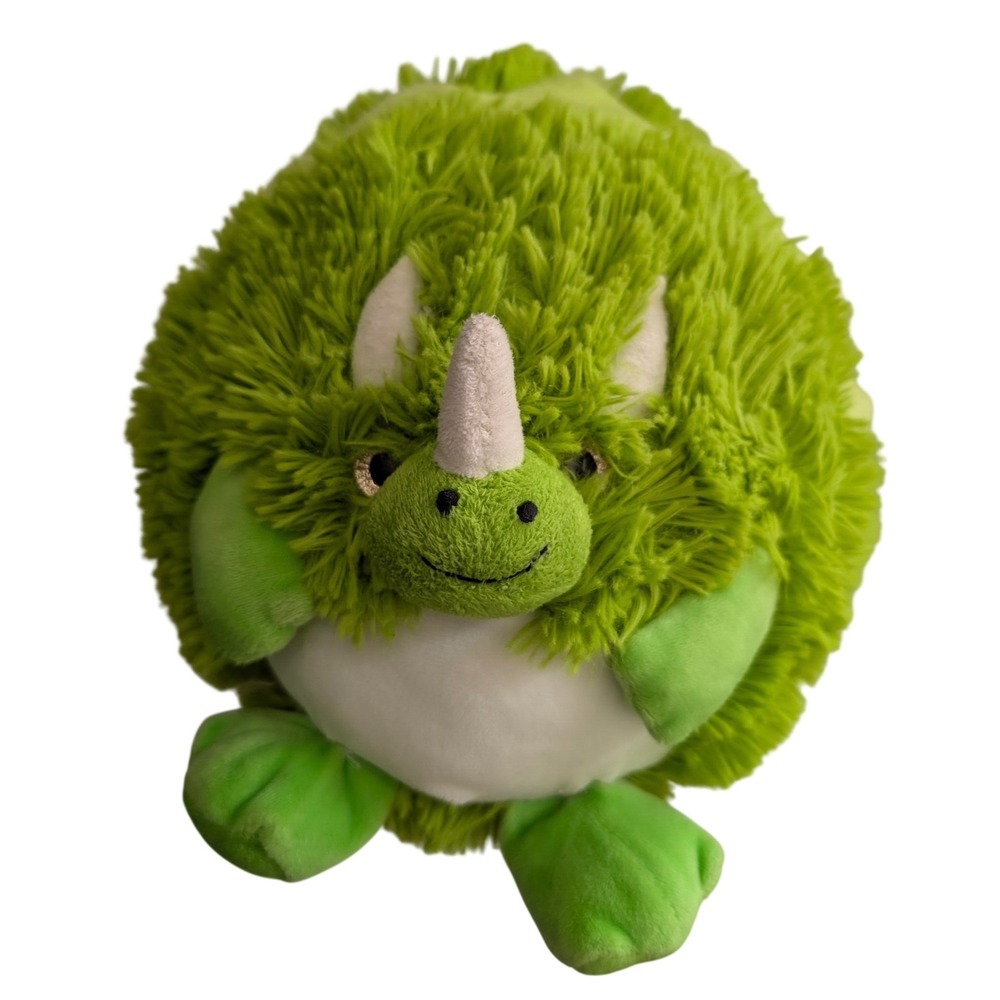 Redemption Plus Green Triceratops Round Plush Shaggy Dinosaur Stuffed Animal
